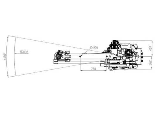 Cổ tay có thể chịu tải trọng 300kg và bán kính làm việc lên đến 3200mm.