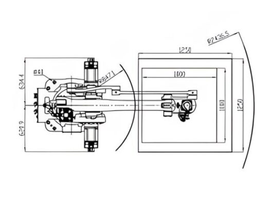 Cổ tay có thể chịu tải trọng 120kg và bán kính làm việc lên đến 2400mm.