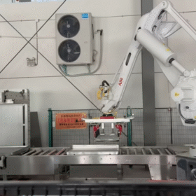 robot xếp hàng lên pallet tự động