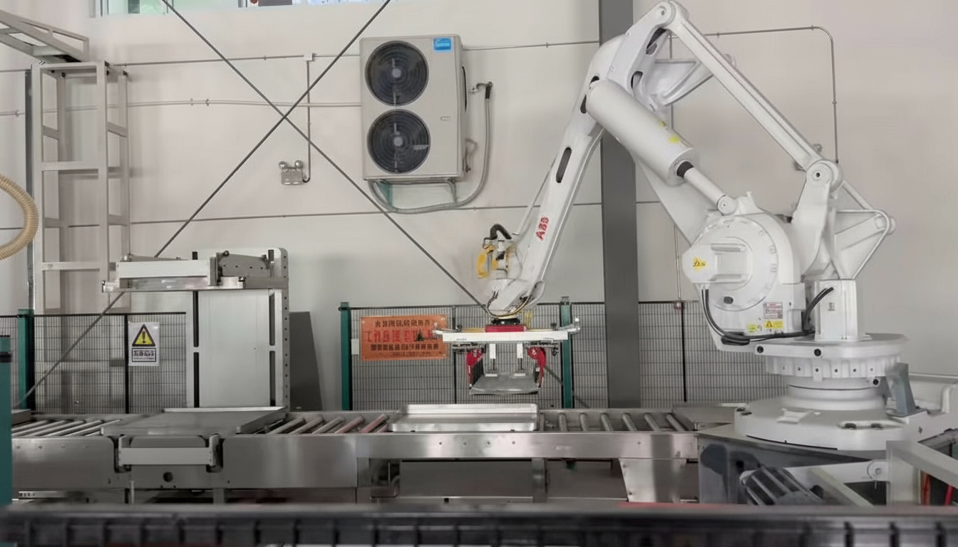 robot xếp hàng lên pallet tự động